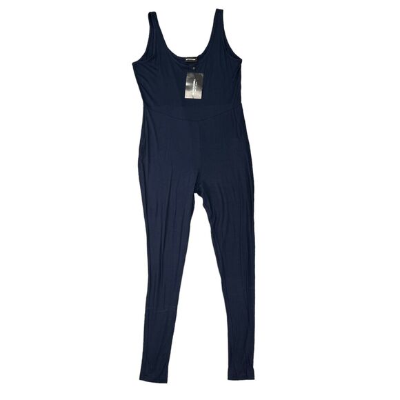 Pretty Little Thing Tank Jumpsuit Women 14 Ink Blue Square Neck Crepe Sleeveless - Picture 1 of 13